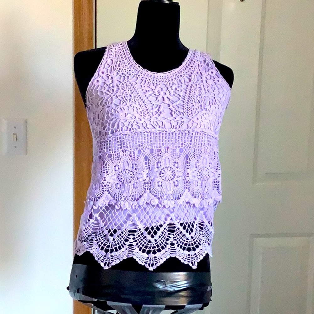 Lavender knit front tank top
